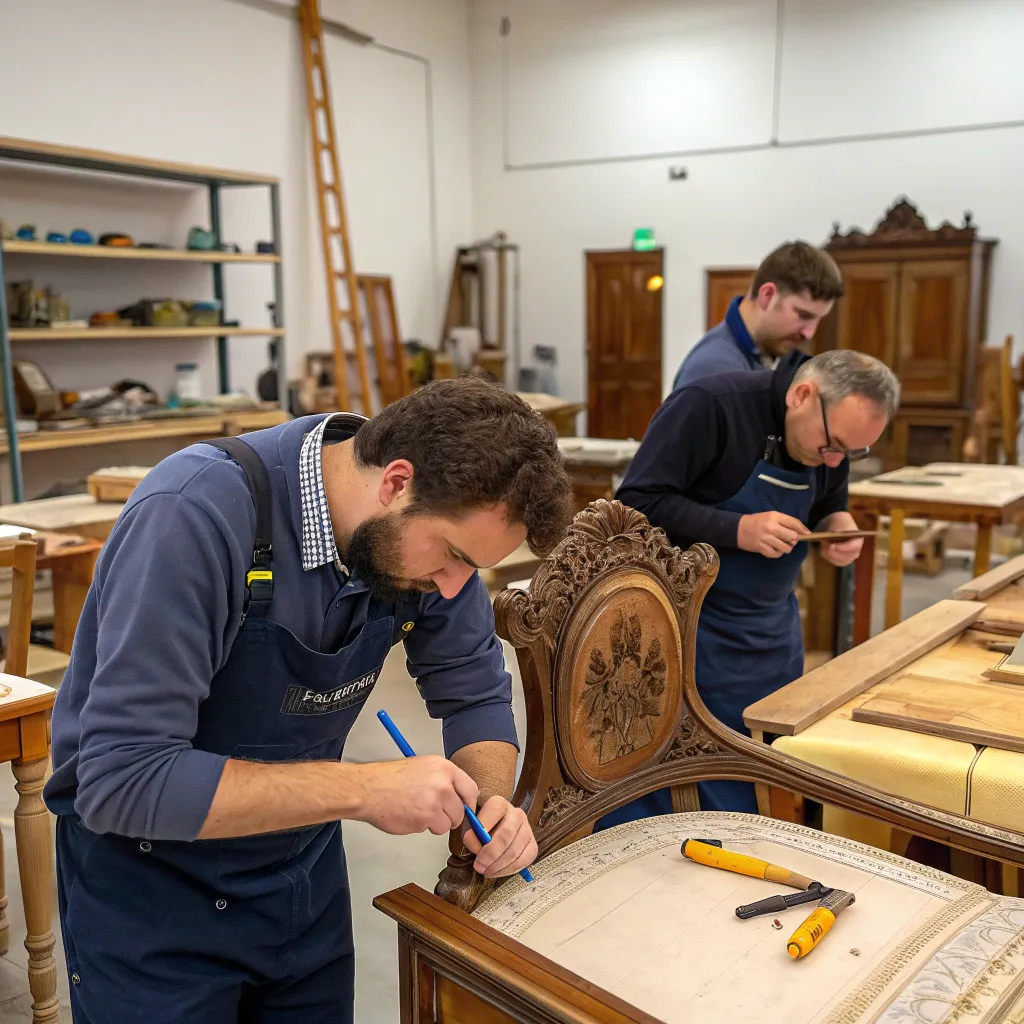The skilled team at KARNETHIS Furniture Restoration Workshops